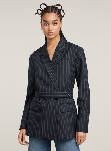 Adjustable Pinstripe Blazer